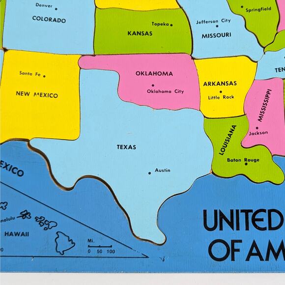 Vintage 1975 Judy/Instructo Wood Inlaid Continental United States Map Puzzle - Picture 5 of 16